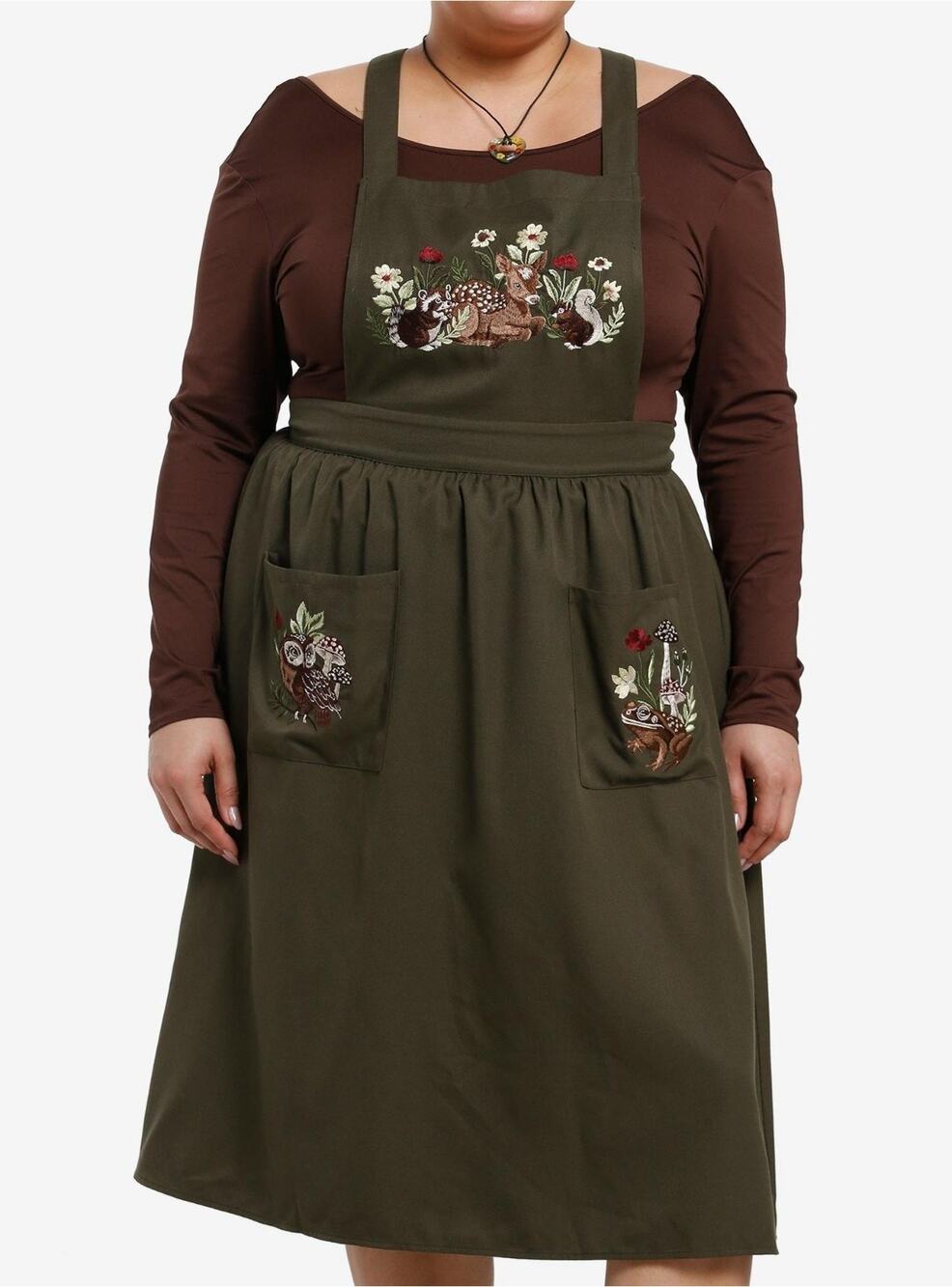 Thorn Fable 2X Green Woodland Embroidery Overall Dress Midaxi Skirtall Hot Topic